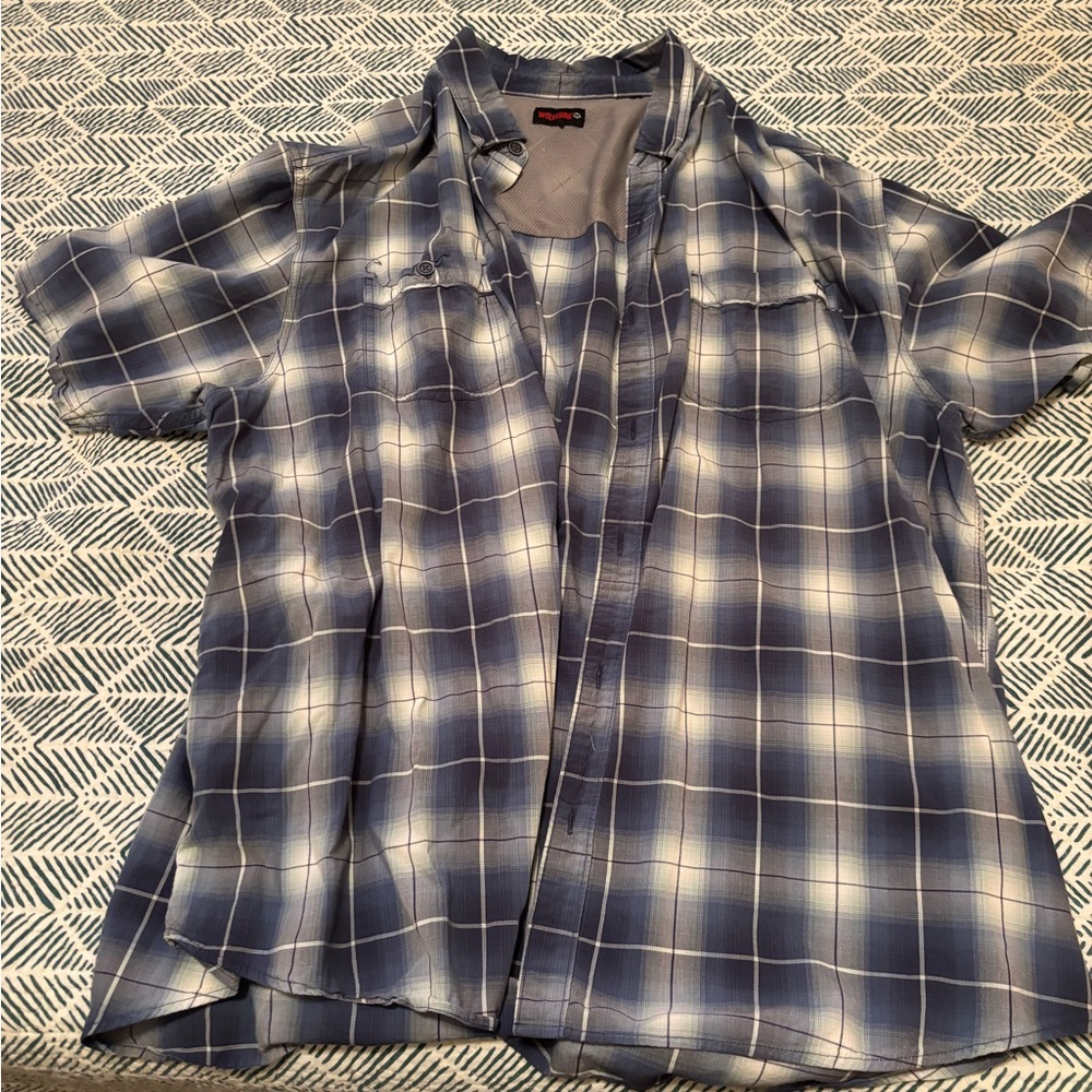 Wolverine Navy and White Plaid Casual Shirt